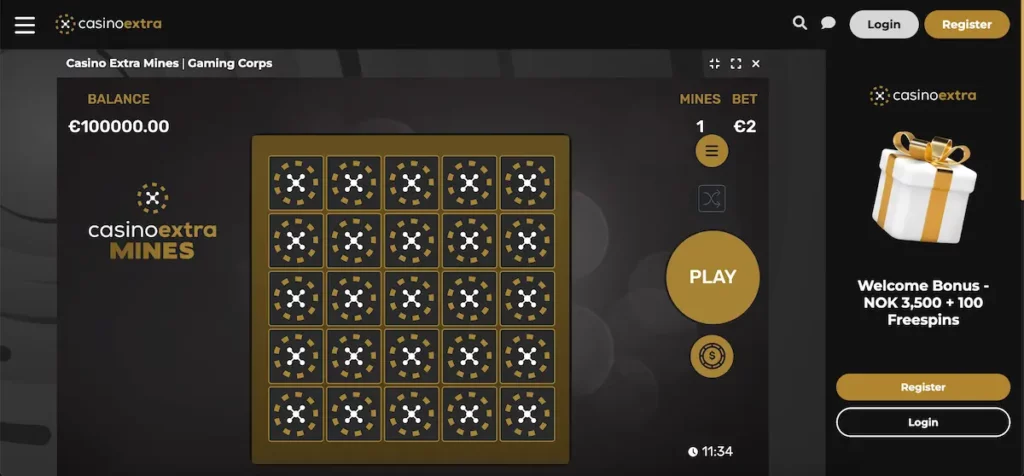 jeu des mines sur casino extra